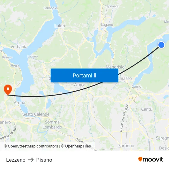Lezzeno to Pisano map