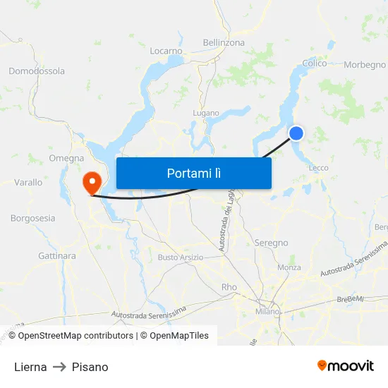 Lierna to Pisano map
