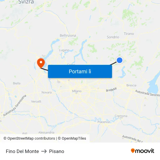 Fino Del Monte to Pisano map