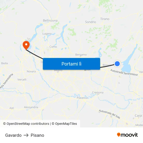 Gavardo to Pisano map