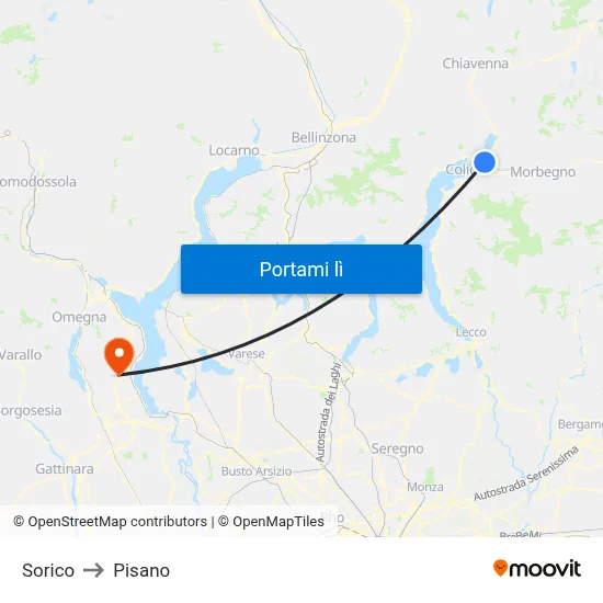 Sorico to Pisano map