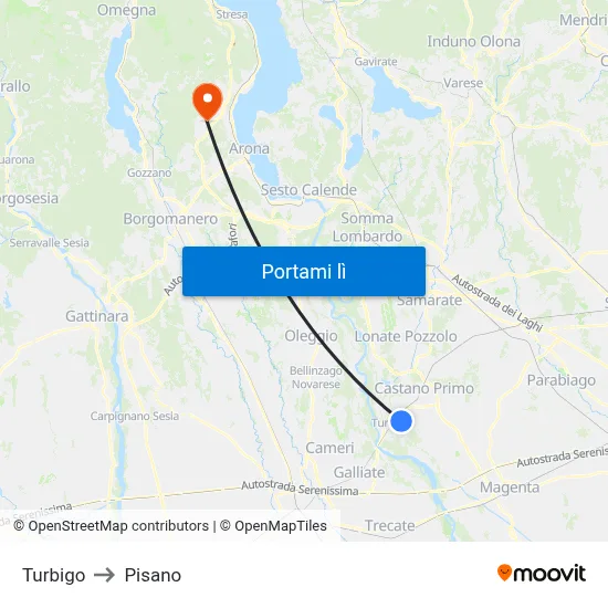 Turbigo to Pisano map