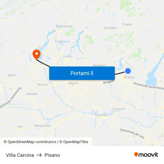 Villa Carcina to Pisano map
