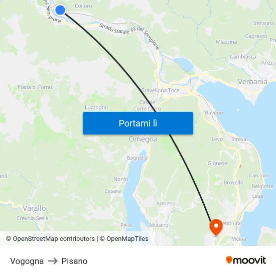 Vogogna to Pisano map