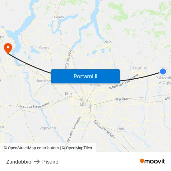 Zandobbio to Pisano map