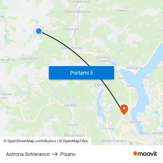 Antrona Schieranco to Pisano map