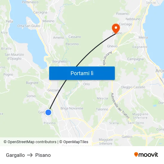 Gargallo to Pisano map