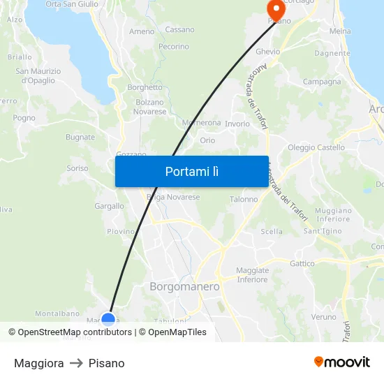 Maggiora to Pisano map