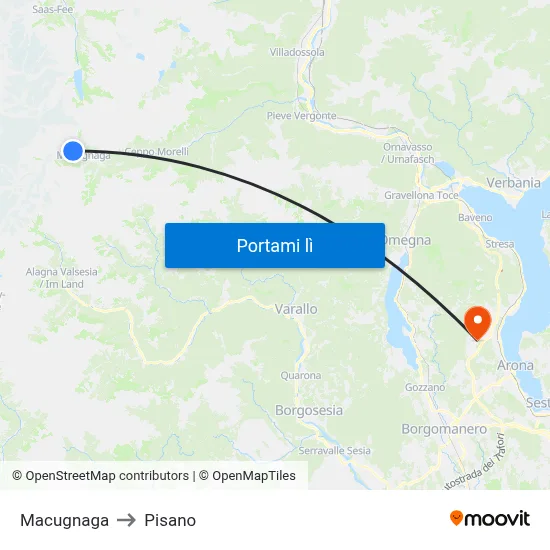Macugnaga to Pisano map