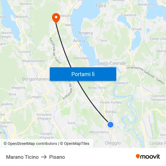 Marano Ticino to Pisano map