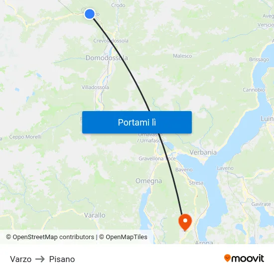 Varzo to Pisano map