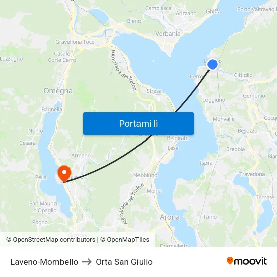 Laveno-Mombello to Orta San Giulio map