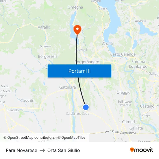 Fara Novarese to Orta San Giulio map