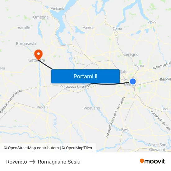 Rovereto to Romagnano Sesia map