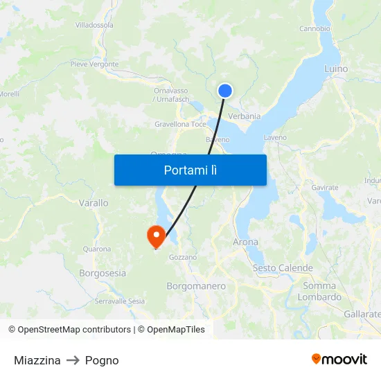 Miazzina to Pogno map