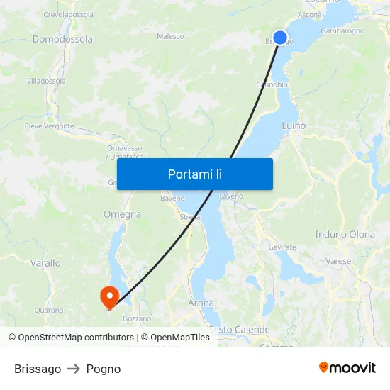 Brissago to Pogno map