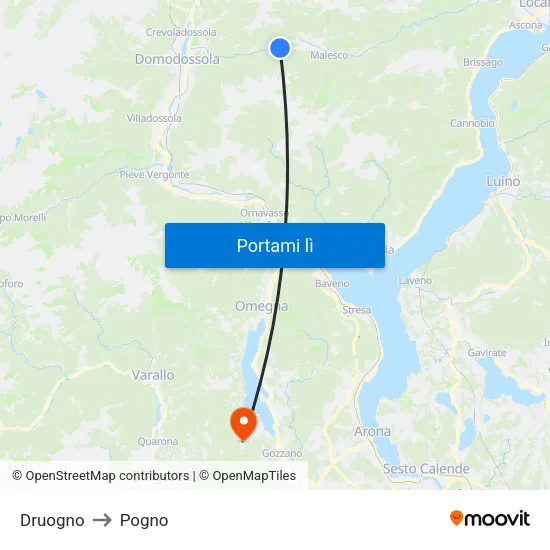 Druogno to Pogno map