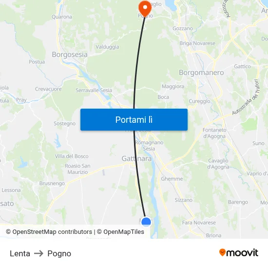 Lenta to Pogno map