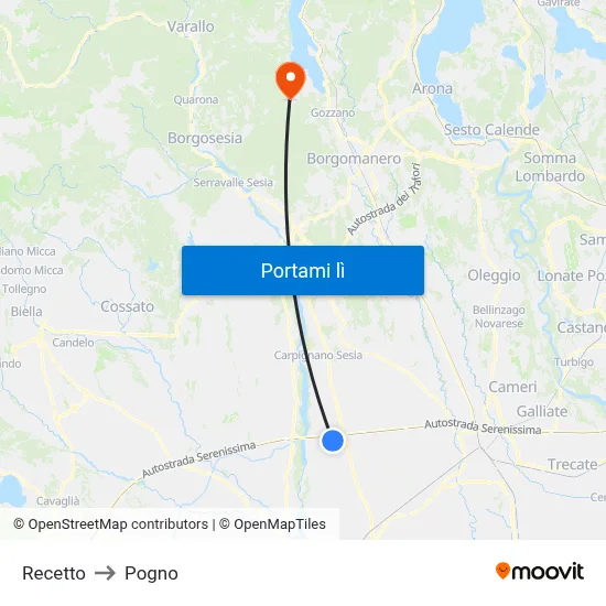 Recetto to Pogno map