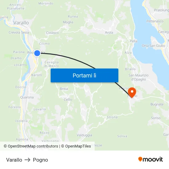 Varallo to Pogno map