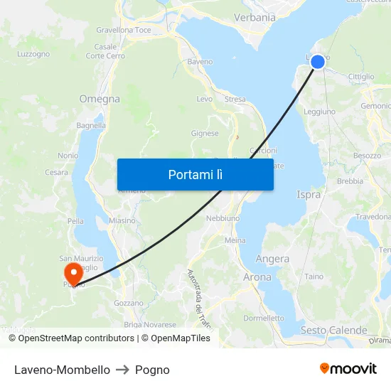 Laveno-Mombello to Pogno map