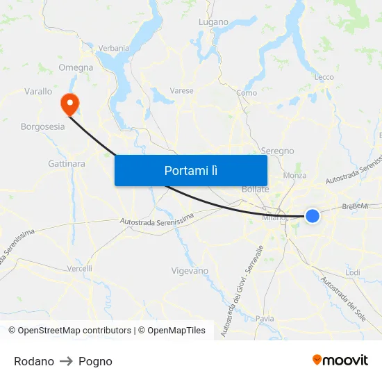 Rodano to Pogno map