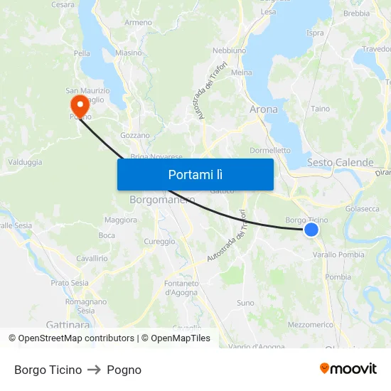Borgo Ticino to Pogno map