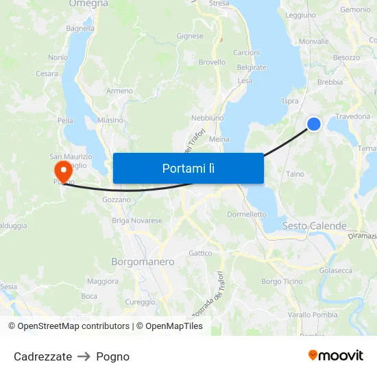 Cadrezzate to Pogno map