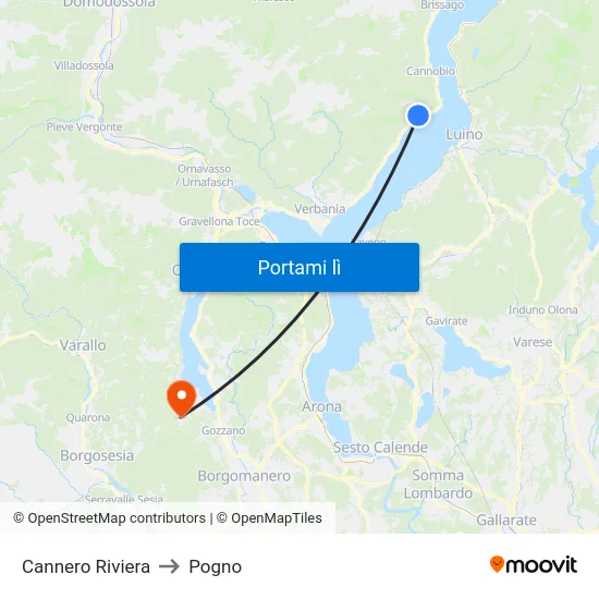 Cannero Riviera to Pogno map