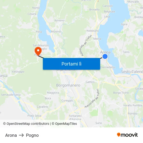 Arona to Pogno map