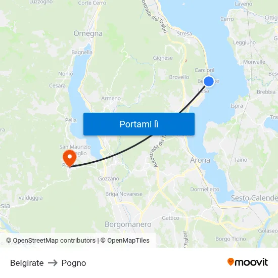 Belgirate to Pogno map