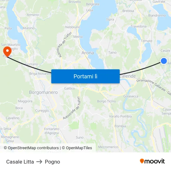 Casale Litta to Pogno map