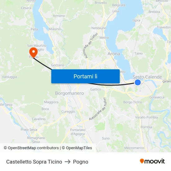 Castelletto Sopra Ticino to Pogno map