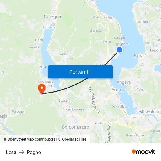 Lesa to Pogno map