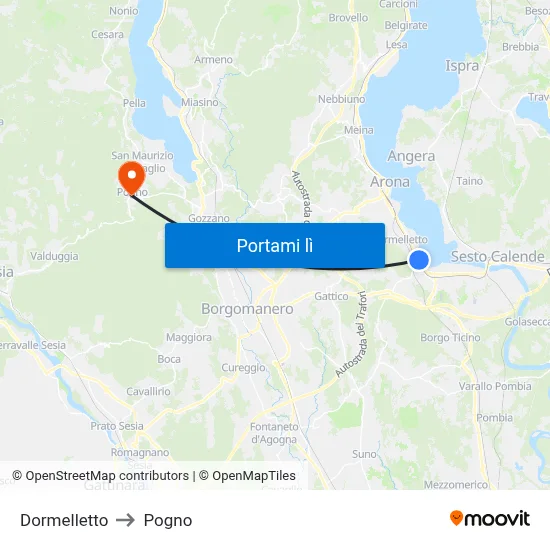 Dormelletto to Pogno map