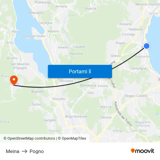Meina to Pogno map