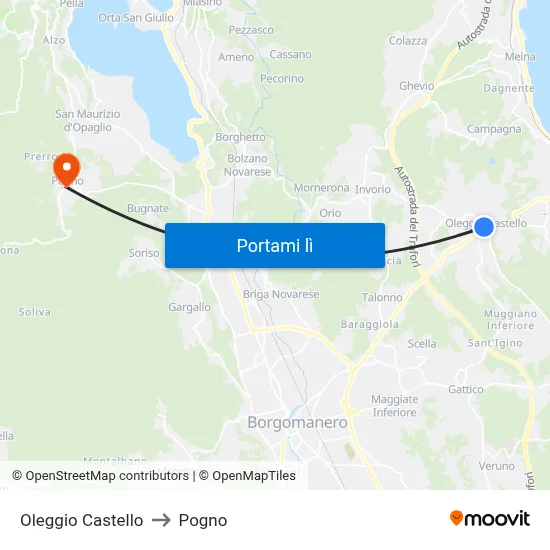 Oleggio Castello to Pogno map