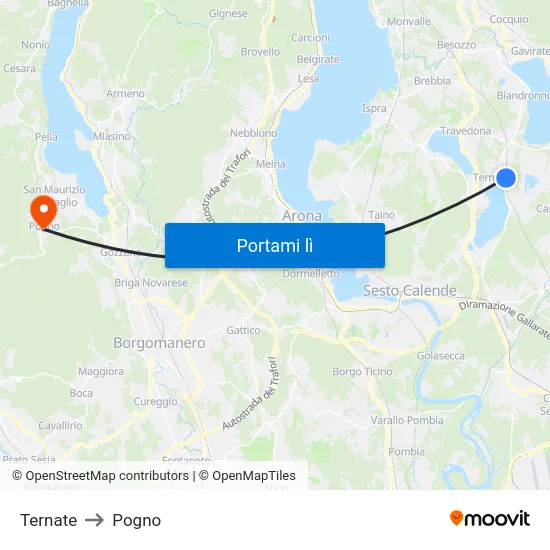 Ternate to Pogno map
