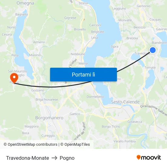 Travedona-Monate to Pogno map
