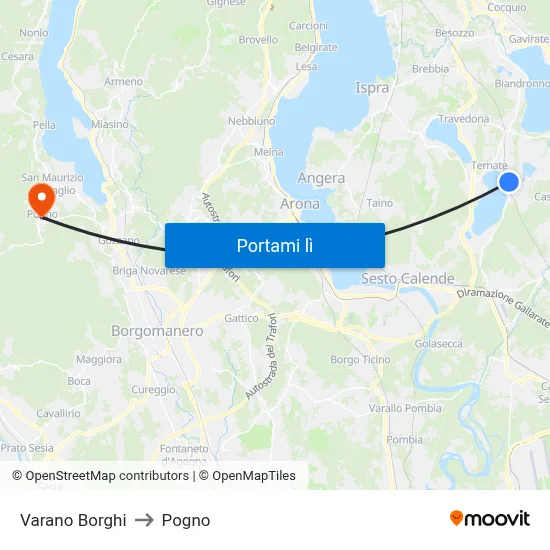 Varano Borghi to Pogno map