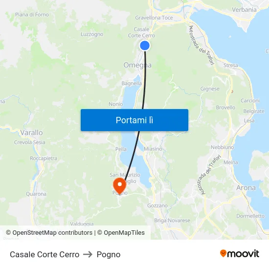 Casale Corte Cerro to Pogno map
