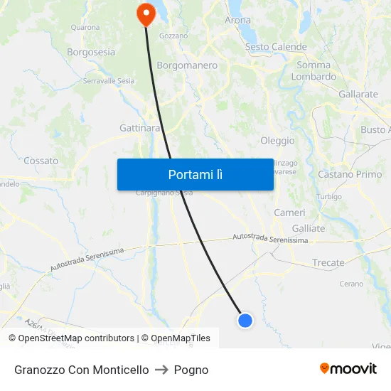 Granozzo Con Monticello to Pogno map
