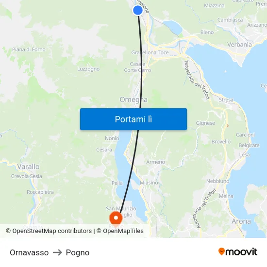 Ornavasso to Pogno map