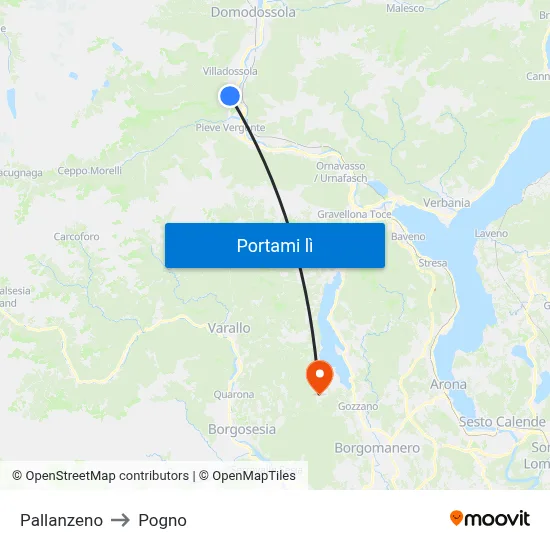 Pallanzeno to Pogno map