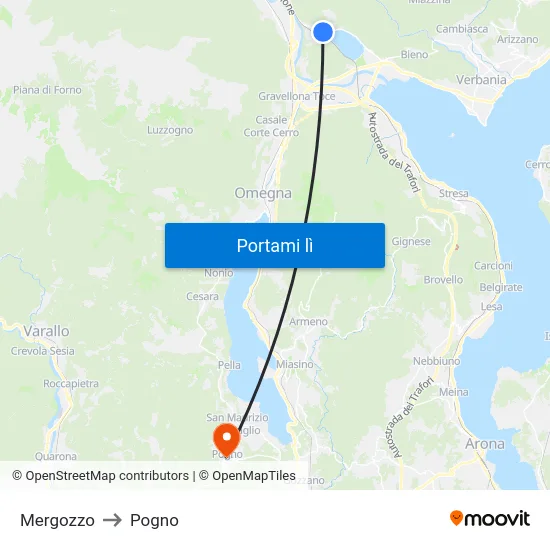 Mergozzo to Pogno map