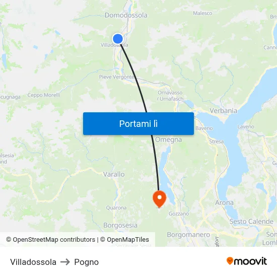 Villadossola to Pogno map