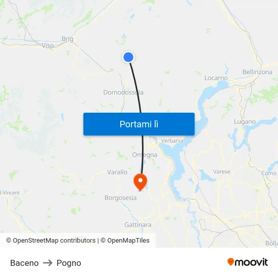 Baceno to Pogno map