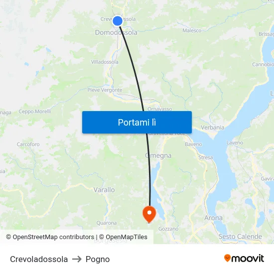 Crevoladossola to Pogno map