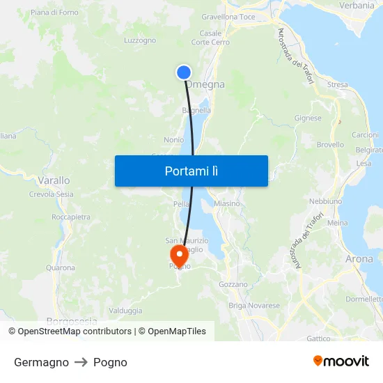 Germagno to Pogno map