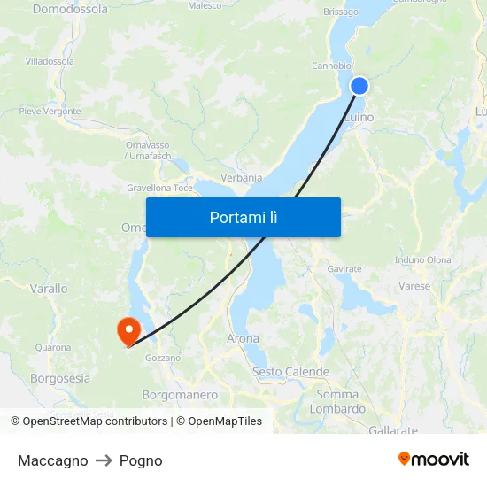 Maccagno to Pogno map